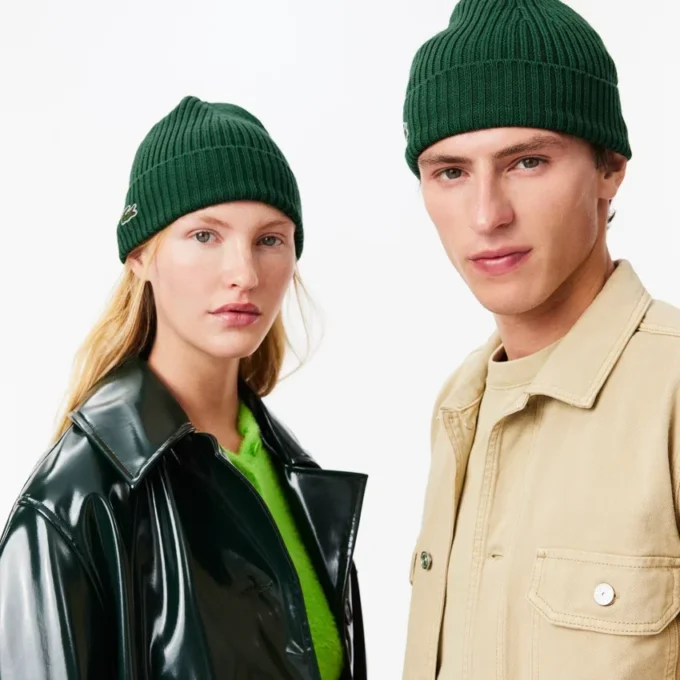 Unisex ribbestrikket lue i børstet ull