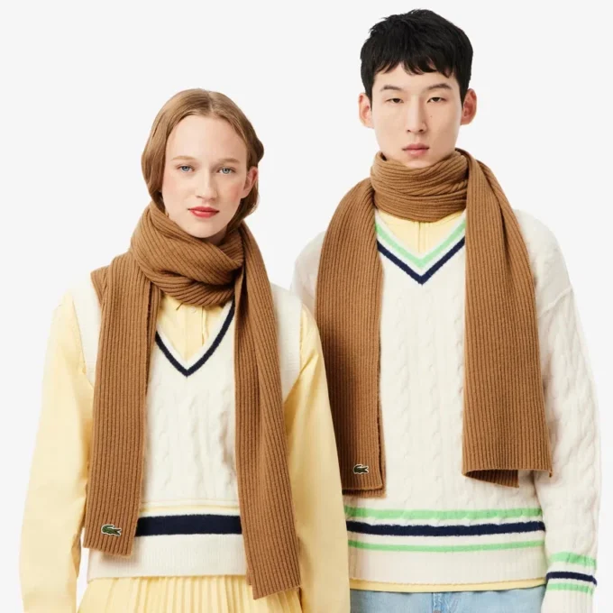 Unisex ribbet ullskjerf