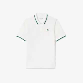 Uv-beskyttende tennis-pologensere med stripet krage for kvinner