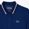 Uv-beskyttende tennis-pologensere med stripet krage for kvinner
