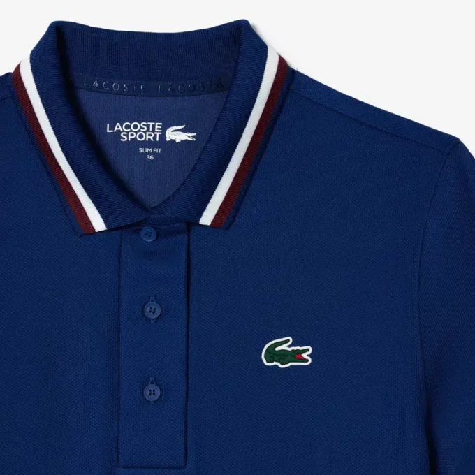 Uv-beskyttende tennis-pologensere med stripet krage for kvinner