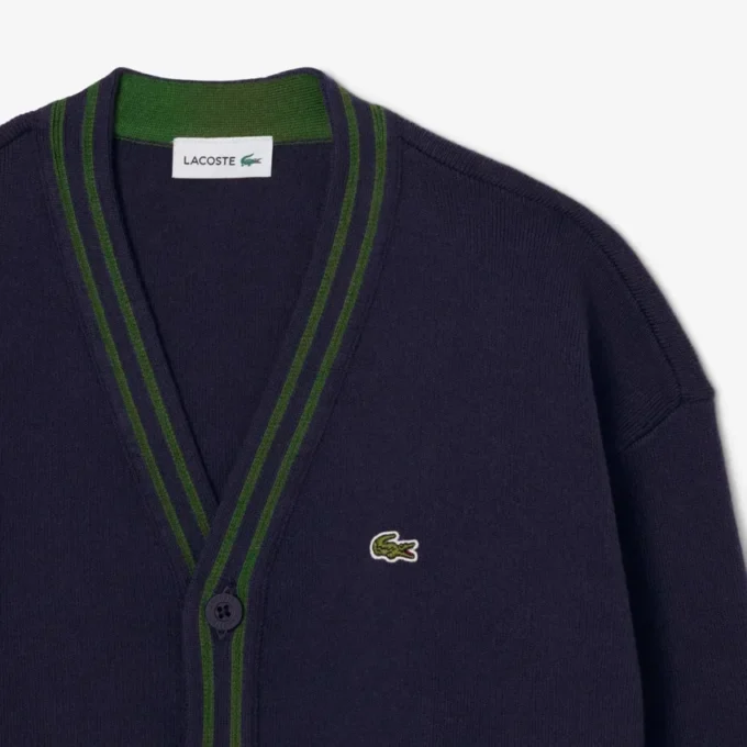 V-hals-cardigan i bomull og ull for gutter