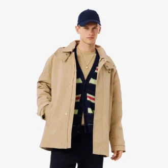 Vannavvisende parkas med hette i mellomlengde for menn