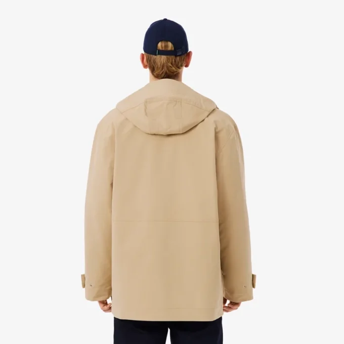 Vannavvisende parkas med hette i mellomlengde for menn