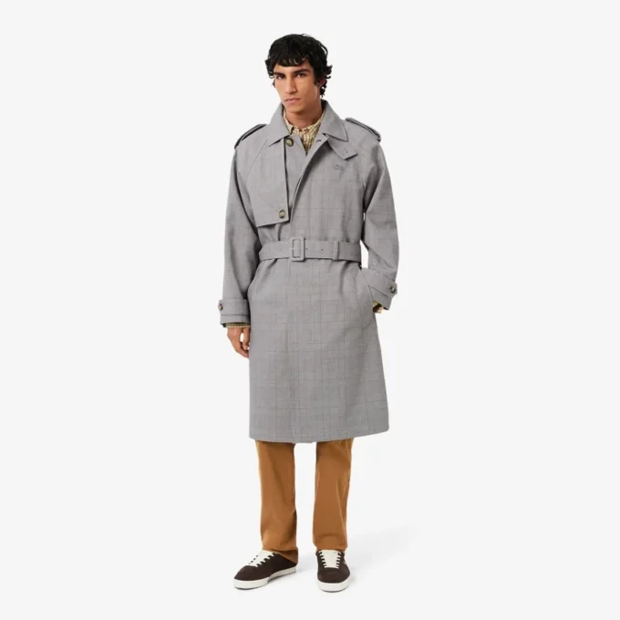 Vannavvisende rutete trenchcoat for menn