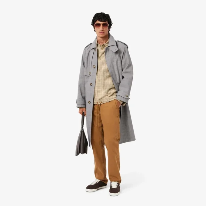 Vannavvisende rutete trenchcoat for menn