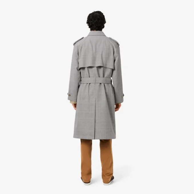 Vannavvisende rutete trenchcoat for menn