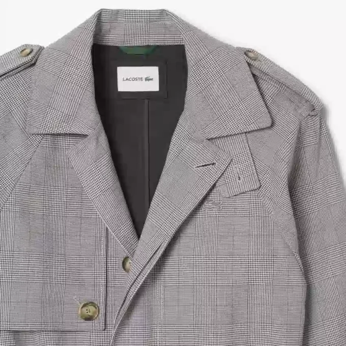 Vannavvisende rutete trenchcoat for menn