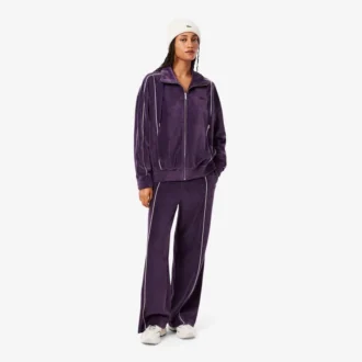 Velour-joggebukse med dekorative detaljer for kvinner