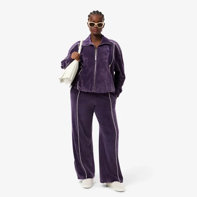 Velour-joggebukse med dekorative detaljer for kvinner