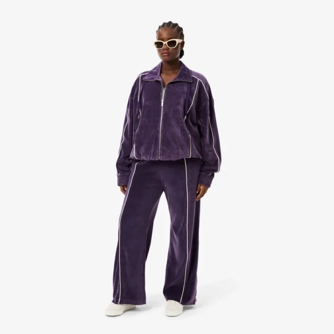 Velour-joggebukse med dekorative detaljer for kvinner